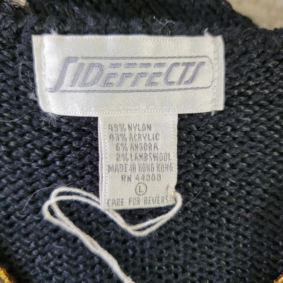 Side Effects Vintage Heavily Sequined Angora Fur Accented Black Sweater Size L - Picture 11 of 14